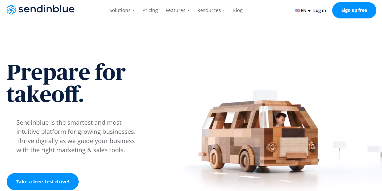 Screenshot of Sendinblue.com’s landing page
